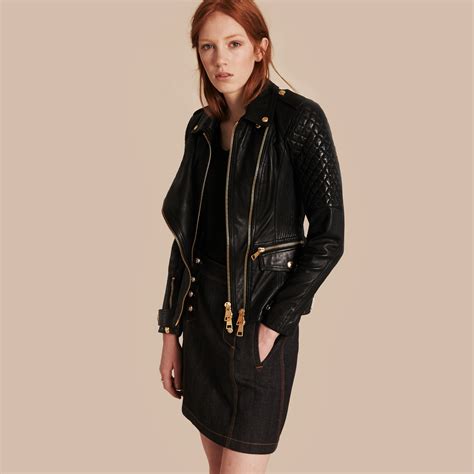 burberry diamond quilted detail leather biker jacket|quilted Burberry jacket outlet store.